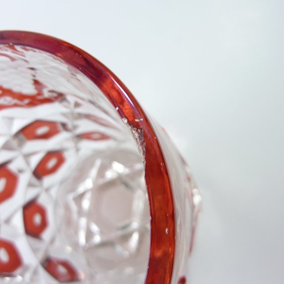 Vintage Red Block Glass Tumbler with Grape Vines, chipped rim - Picture 7 of 7